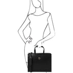 Palermo - Serviette en cuir Saffiano avec 3 compartiments