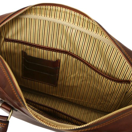 Urbino - Leather laptop briefcase with front pocket