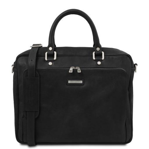 Pisa - Leather laptop briefcase with front pocket Main image