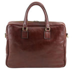Urbino - Leather laptop briefcase with front pocket