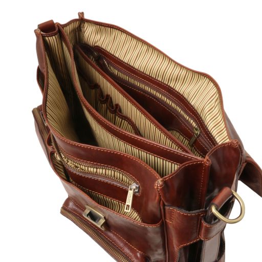 Ventimiglia - Leather multi compartment TL SMART briefcase with front pockets