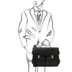 Ventimiglia - Leather multi compartment TL SMART briefcase with front pockets
