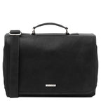 Mantova - Cartable multi compartiments en cuir avec rabat