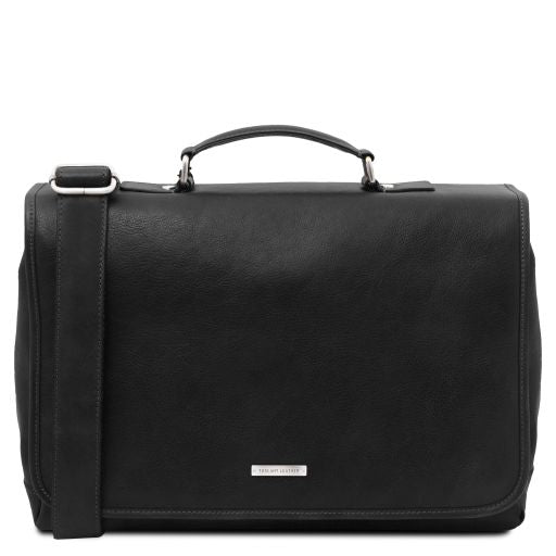Mantova - Cartable multi compartiments en cuir avec rabat
