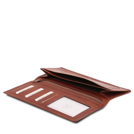 Elégant portefeuille vertical en cuir avec 2 volets