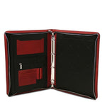 Cesare - Leather document case with handle and ring binder