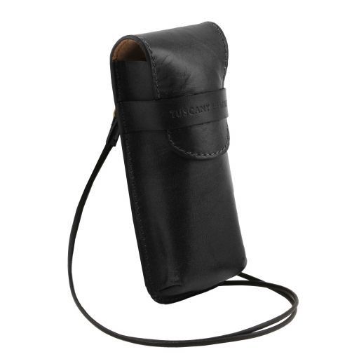 Exclusive leather crossbody case for glasses