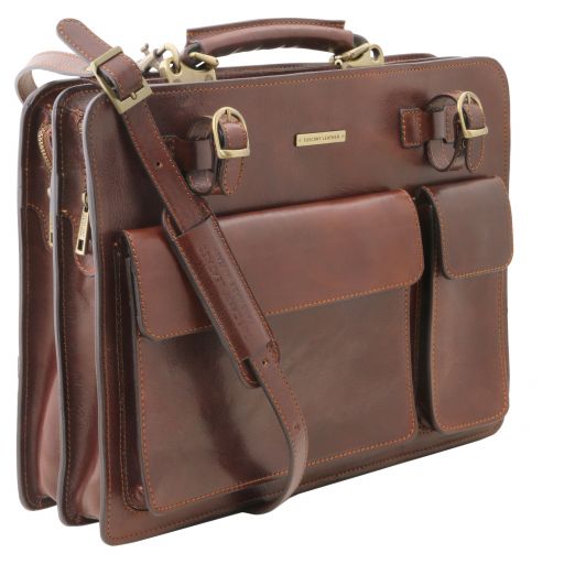 Venezia - Serviette en cuir avec 2 compartiments et fermeture glissière Secondary image