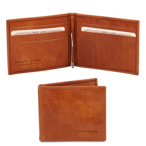 Exclusive leather card holder with money clip