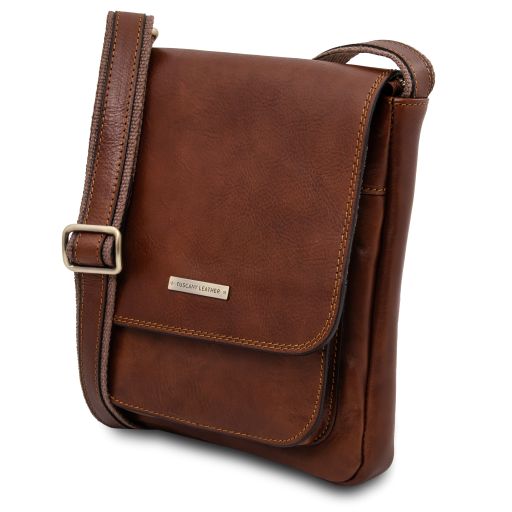 Jimmy - Leather crossbody bag for men with front pocket