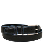 Casual leather belt 35mm with light blue edges
