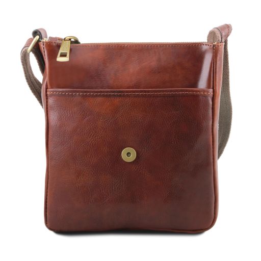 John - Leather crossbody bag for men with front zip