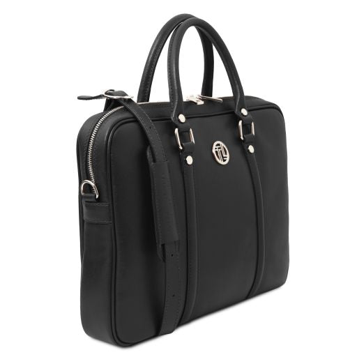 Prato - Elégante serviette pour portable en cuir Saffiano