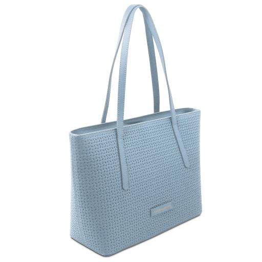 Dedalo - Sac shopping en cuir imprimé tressé
