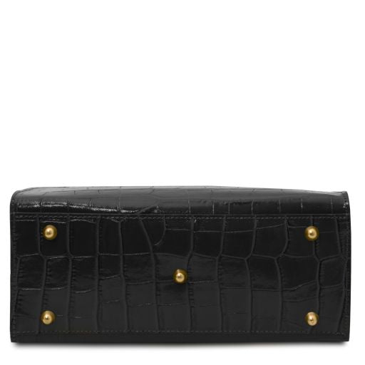 CROQUE – Sac cabas structuré en cuir effet croco