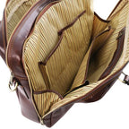 Urbino - Leather laptop briefcase 2 compartments with front pocket