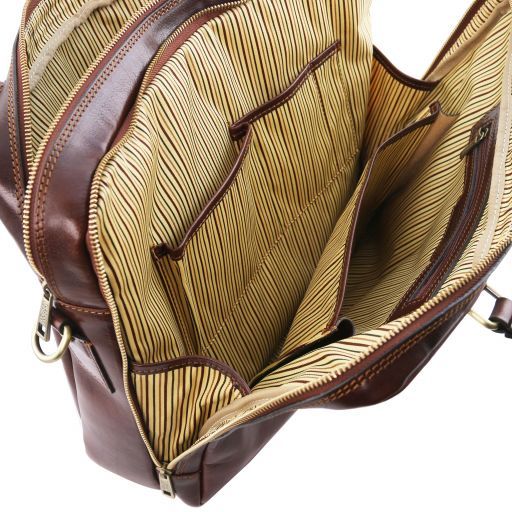 Urbino - Leather laptop briefcase 2 compartments with front pocket