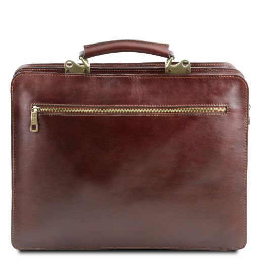 Venezia - Serviette en cuir avec 2 compartiments et fermeture glissière