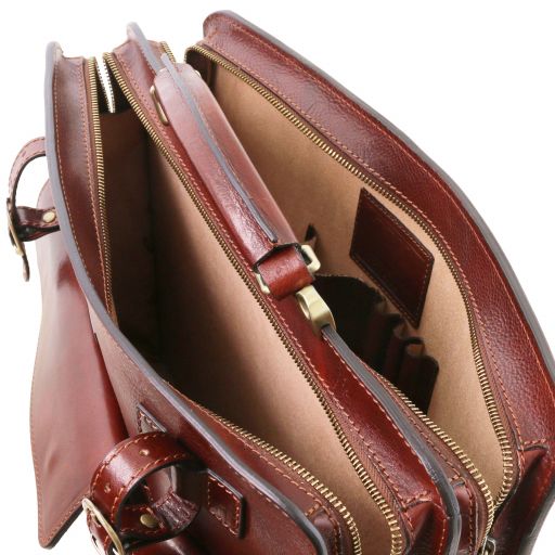 Venezia - Serviette en cuir avec 2 compartiments et fermeture glissière