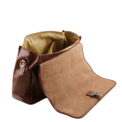 Mantova - Cartable multi compartiments en cuir avec rabat