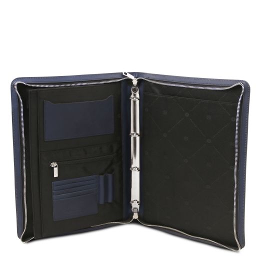 Cesare - Leather document case with handle and ring binder