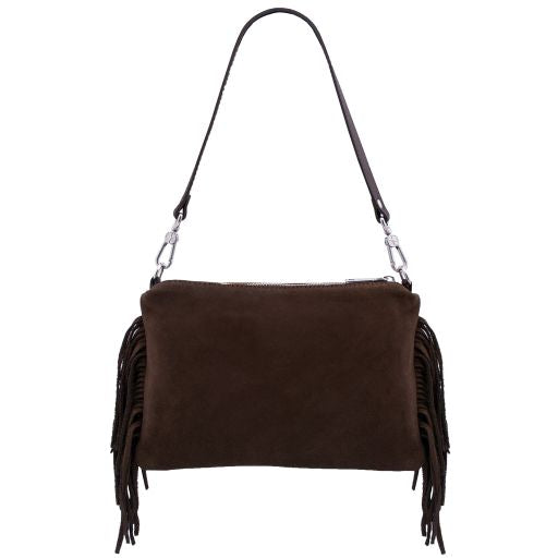 Nomade - Suede leather fringe clutch