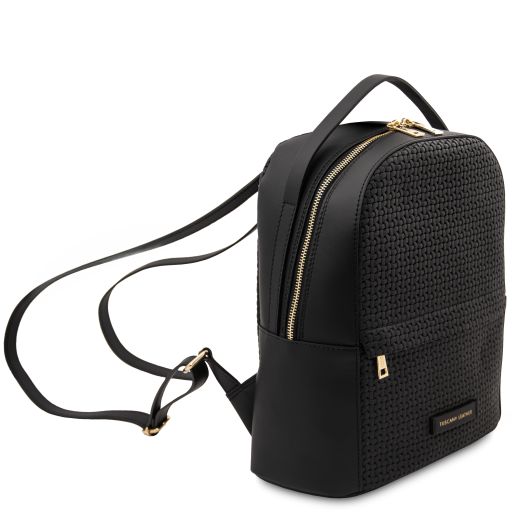 Dedalo - Woven printed leather backpack