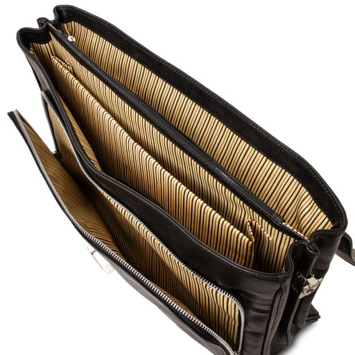 Alessandria - Cartable porte ordinateur multi compartiments en cuir
