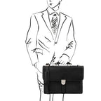 Assisi - Cartable en cuir avec 3 compartiments