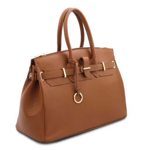 TL Bag - Leather handbag with golden hardware