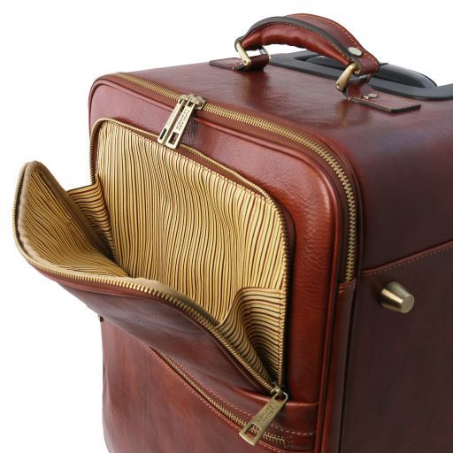 TL Voyager - Valise verticale en cuir avec 4 roulettes
