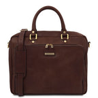 Pisa - Leather laptop briefcase with front pocket