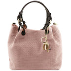 TL KeyLuck - Sac shopping en cuir imprimé tressé