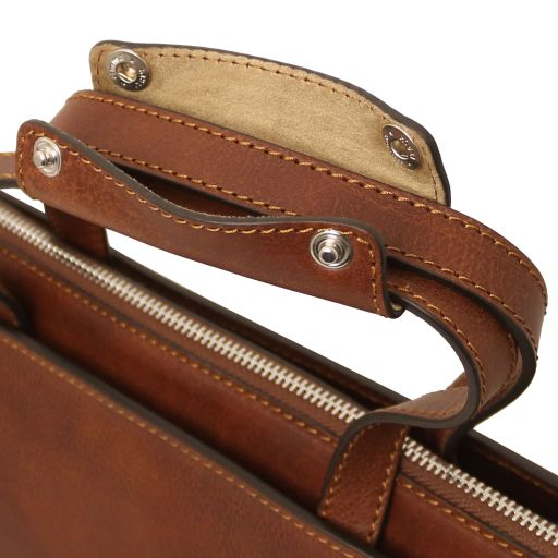 Palermo - Leather briefcase 3 compartments for women