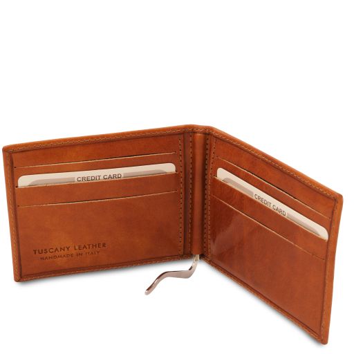 Exclusive leather card holder with money clip