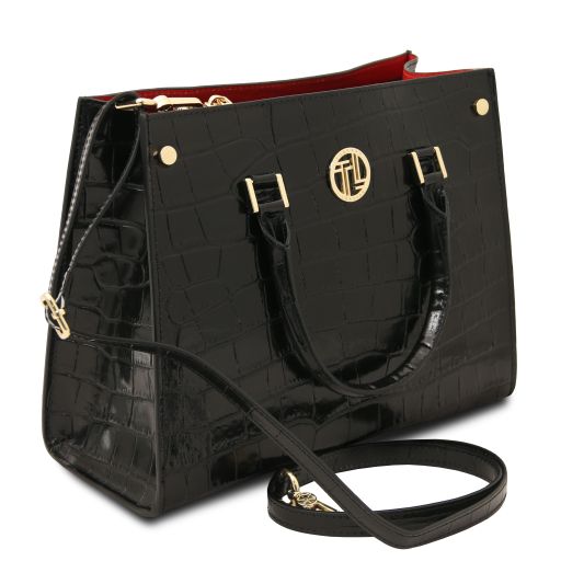 CROQUE – Sac cabas structuré en cuir effet croco
