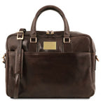 Urbino - Leather laptop briefcase with front pocket