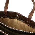 Palermo - Leather briefcase 3 compartments for women
