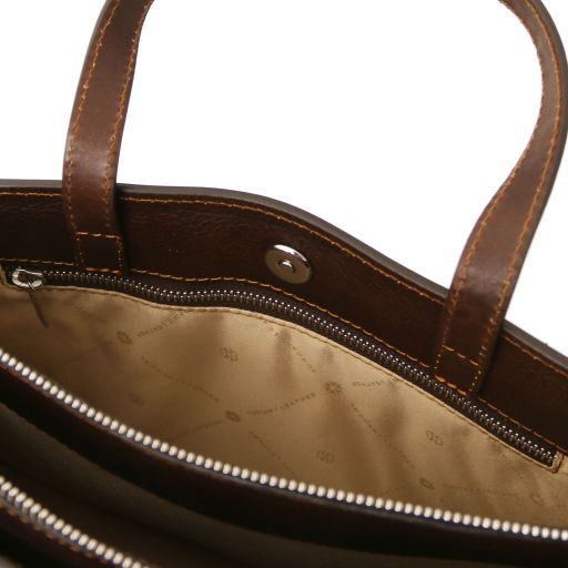Palermo - Leather briefcase 3 compartments for women