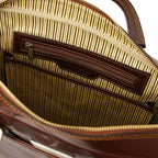 Urbino - Leather laptop briefcase with front pocket