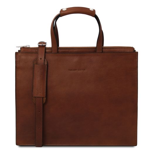 Palermo - Leather briefcase 3 compartments for women