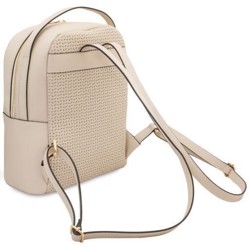 Dedalo - Woven printed leather backpack