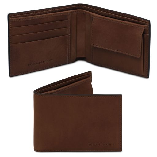 Exclusive 2 fold leather wallet for men with coin pocket