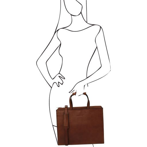 Palermo - Leather briefcase 3 compartments for women