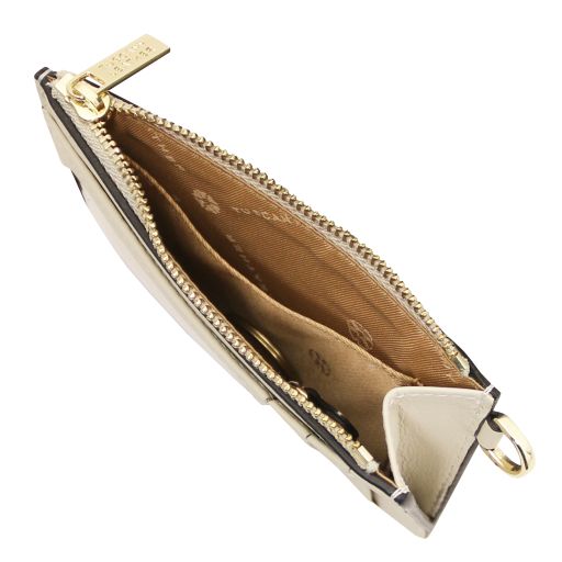 Leather card holder with handle
