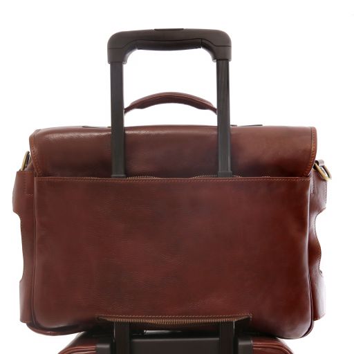 Ventimiglia - Cartable multi compartiments en cuir avec poches frontales
