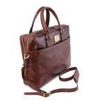 Urbino - Leather laptop briefcase 2 compartments with front pocket