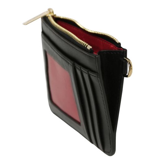Leather card holder with handle