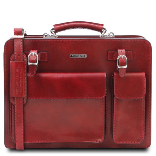 Venezia - Serviette en cuir avec 2 compartiments et fermeture glissière
