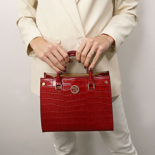 CROQUE – Sac cabas structuré en cuir effet croco